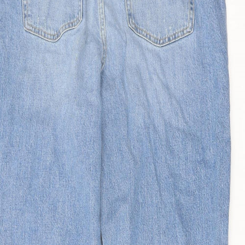 Marks and Spencer Womens Blue Cotton Mom Jeans Size 14 L29 in Regular Button