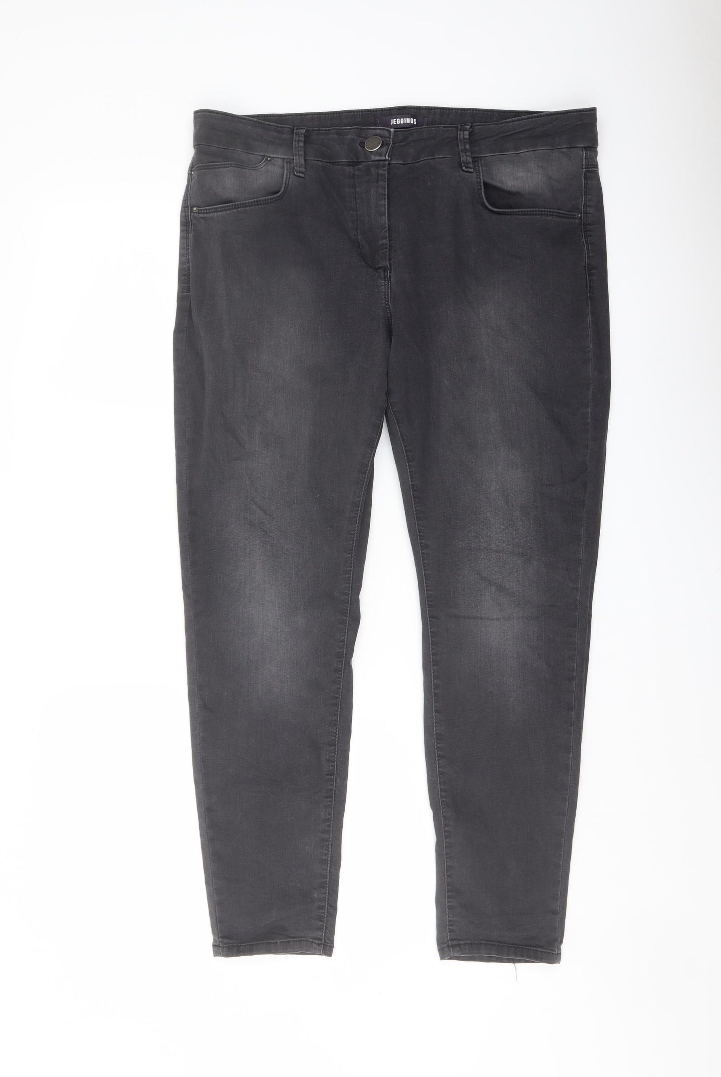 Marks and Spencer Womens Grey Cotton Jegging Jeans Size 16 L27 in Regular Button