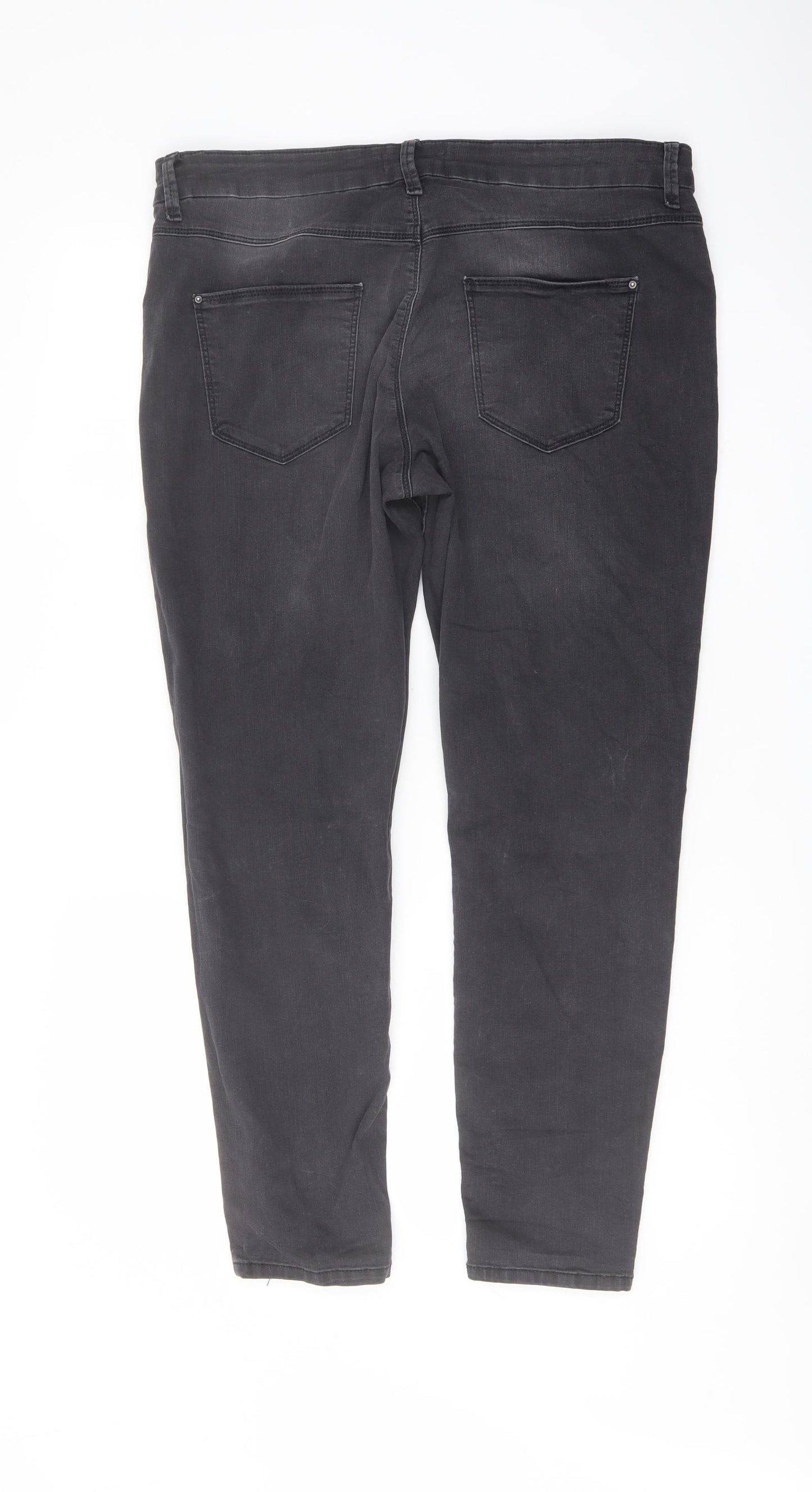 Marks and Spencer Womens Grey Cotton Jegging Jeans Size 16 L27 in Regular Button