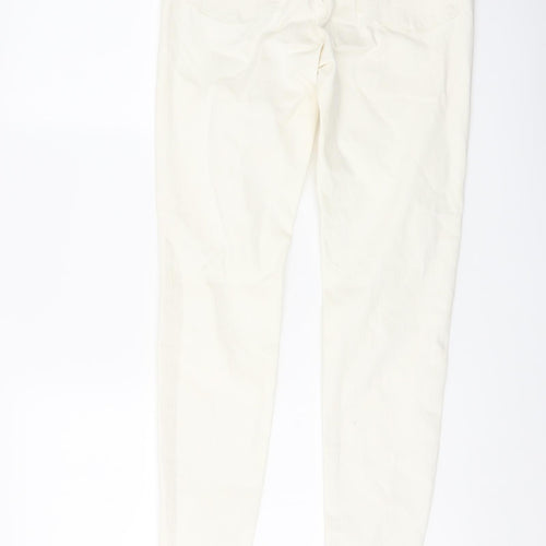 Denim & Co. Womens Ivory Cotton Skinny Jeans Size 12 L28 in Regular Button