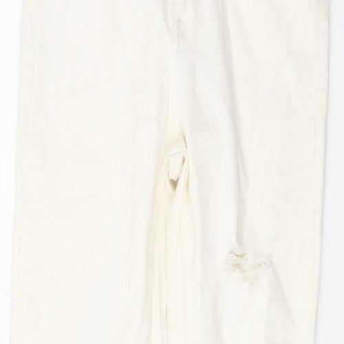 Denim & Co. Womens Ivory Cotton Skinny Jeans Size 12 L28 in Regular Button