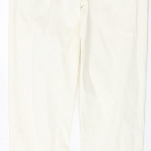Denim & Co. Womens Ivory Cotton Skinny Jeans Size 12 L28 in Regular Button