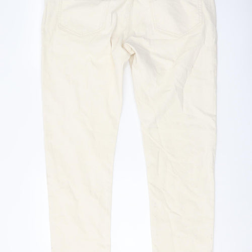 Autograph Mens Ivory Cotton Straight Jeans Size 38 in L33 in Slim Button