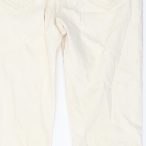 Autograph Mens Ivory Cotton Straight Jeans Size 38 in L33 in Slim Button