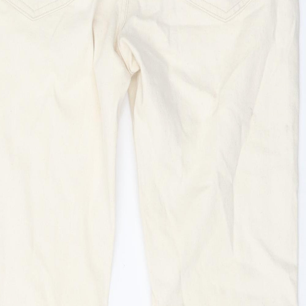 Autograph Mens Ivory Cotton Straight Jeans Size 38 in L33 in Slim Button