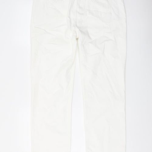 Marks and Spencer Womens White Cotton Straight Jeans Size 16 L28 in Regular Button
