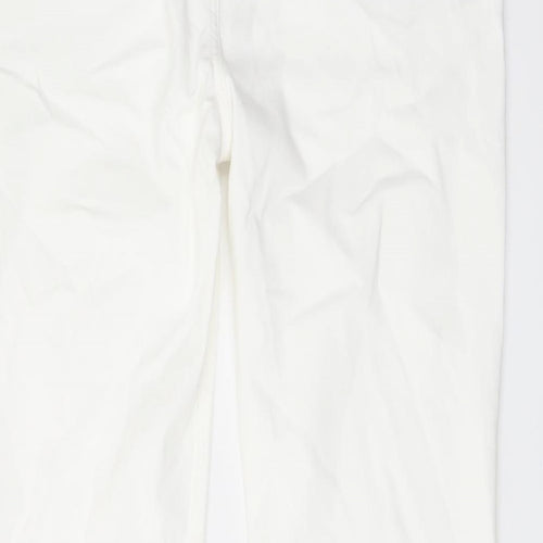 Marks and Spencer Womens White Cotton Straight Jeans Size 16 L28 in Regular Button