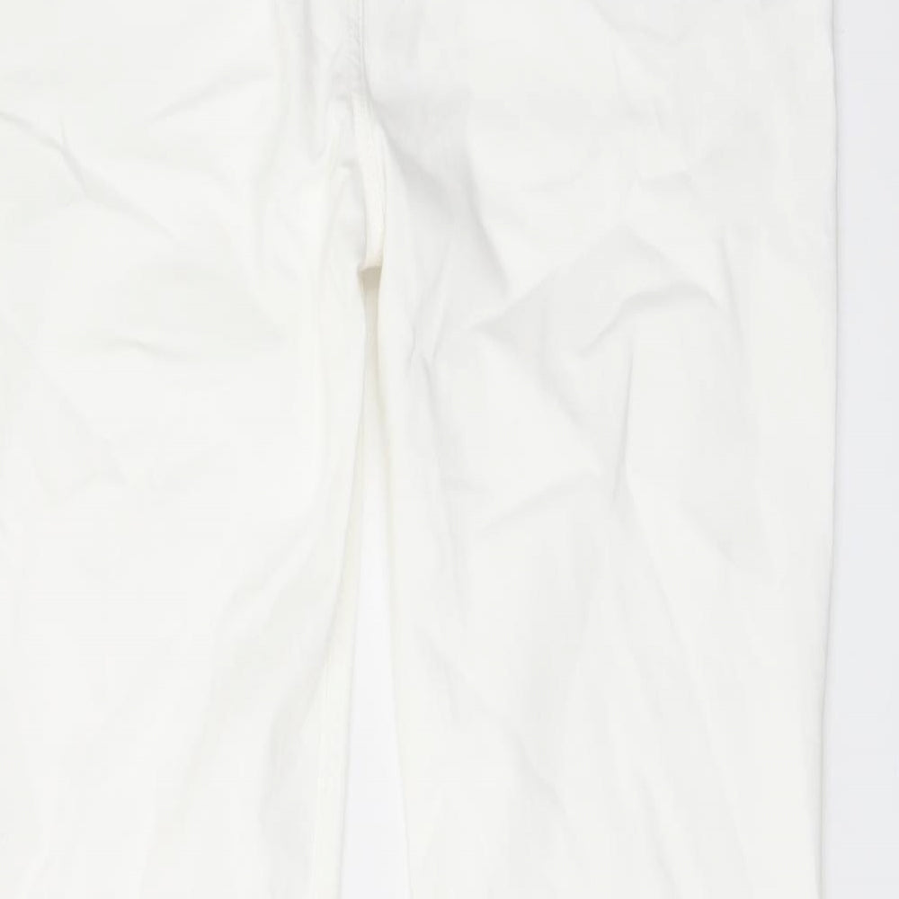 Marks and Spencer Womens White Cotton Straight Jeans Size 16 L28 in Regular Button