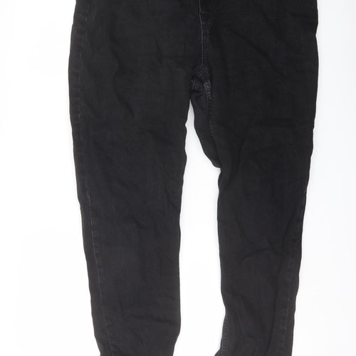 Denim & Co. Womens Black Cotton Straight Jeans Size 16 L27 in Regular Button