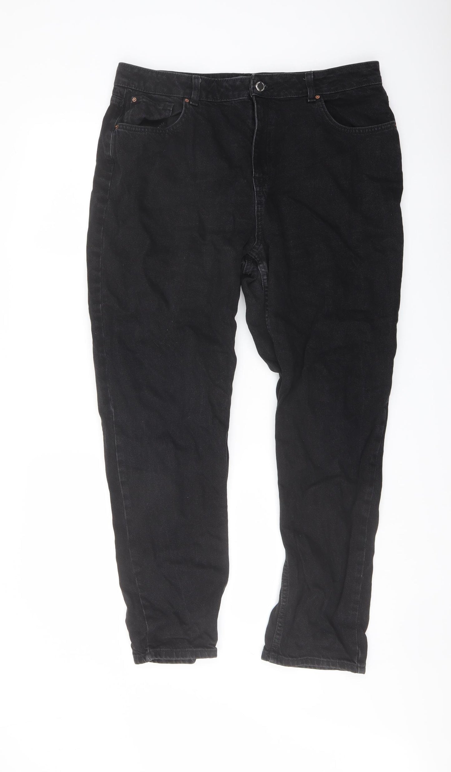 Denim & Co. Womens Black Cotton Straight Jeans Size 16 L27 in Regular Button