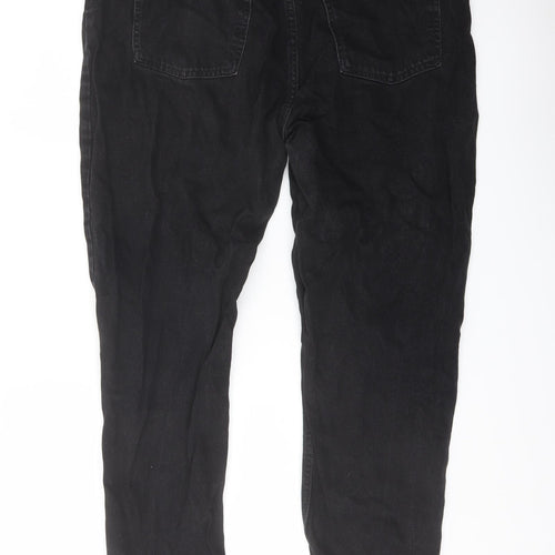 Denim & Co. Womens Black Cotton Straight Jeans Size 16 L27 in Regular Button