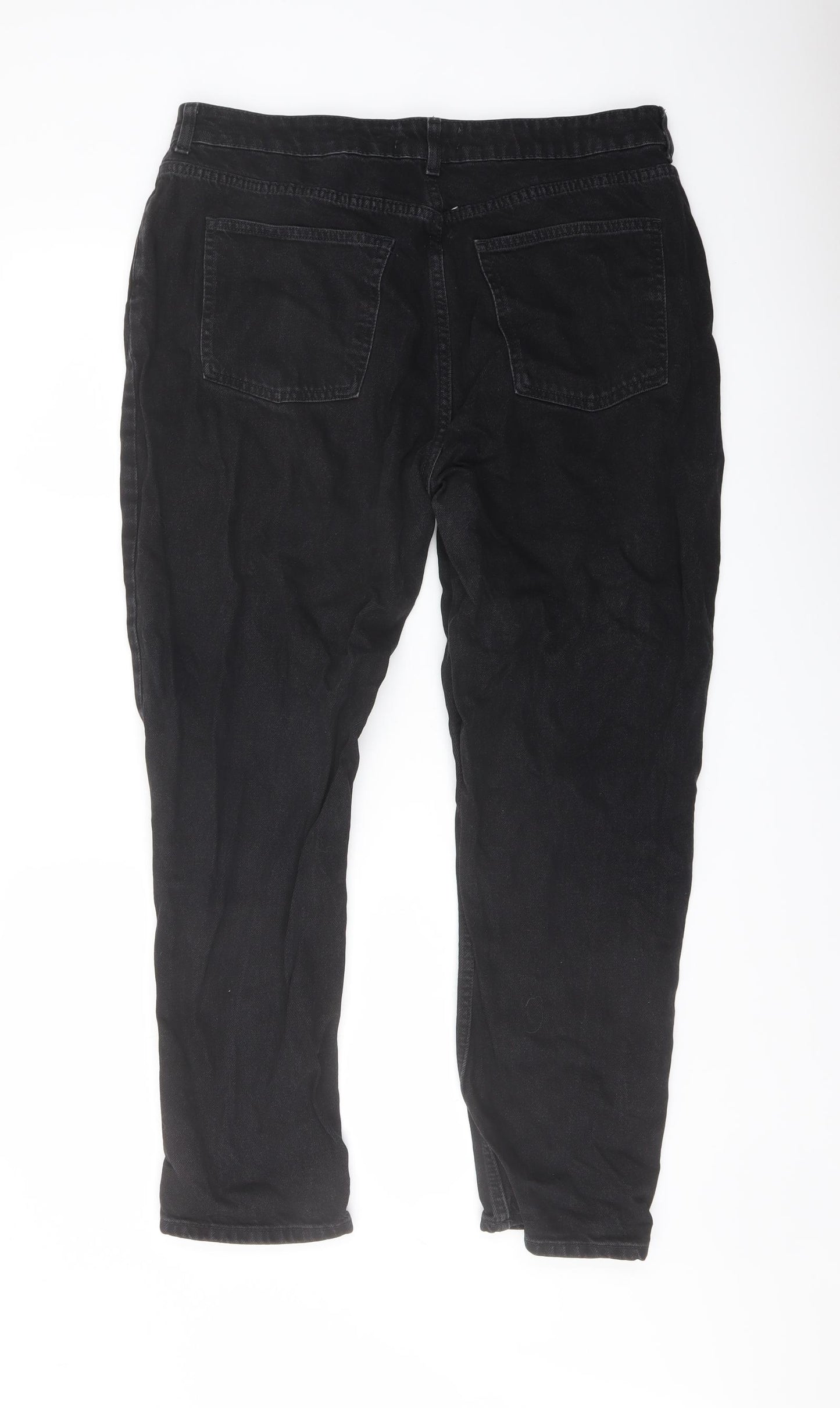 Denim & Co. Womens Black Cotton Straight Jeans Size 16 L27 in Regular Button