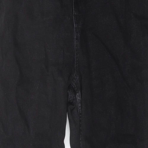 Denim & Co. Womens Black Cotton Straight Jeans Size 16 L27 in Regular Button