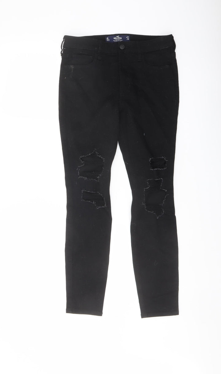 Hollister Womens Black Cotton Skinny Jeans Size 27 in L26 in Regular Button