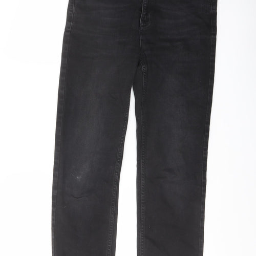 Marks and Spencer Womens Black Cotton Straight Jeans Size 10 L25 in Regular Button