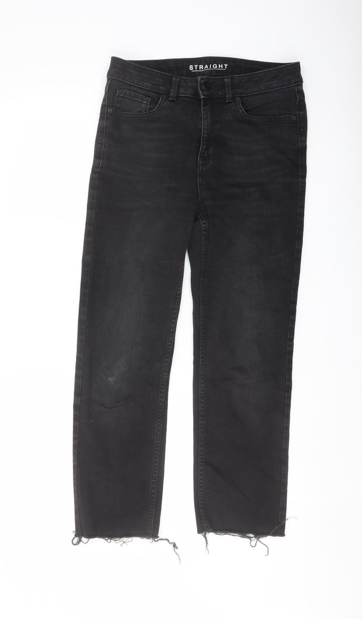 Marks and Spencer Womens Black Cotton Straight Jeans Size 10 L25 in Regular Button