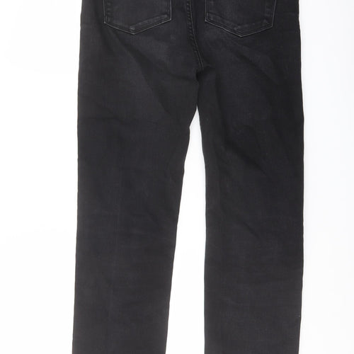 Marks and Spencer Womens Black Cotton Straight Jeans Size 10 L25 in Regular Button