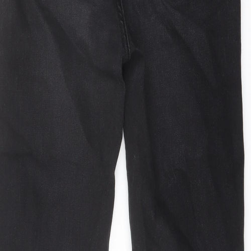 Marks and Spencer Womens Black Cotton Straight Jeans Size 10 L25 in Regular Button