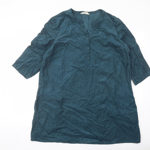 Seasalt Womens Green Cotton Tunic Blouse Size 18 V-Neck