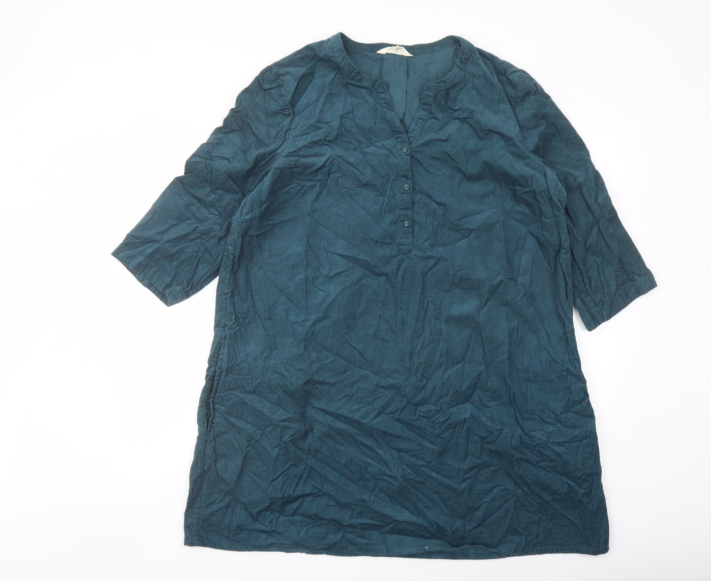 Seasalt Womens Green Cotton Tunic Blouse Size 18 V-Neck