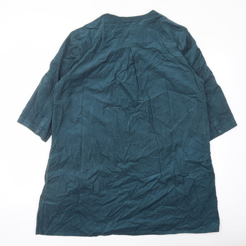Seasalt Womens Green Cotton Tunic Blouse Size 18 V-Neck