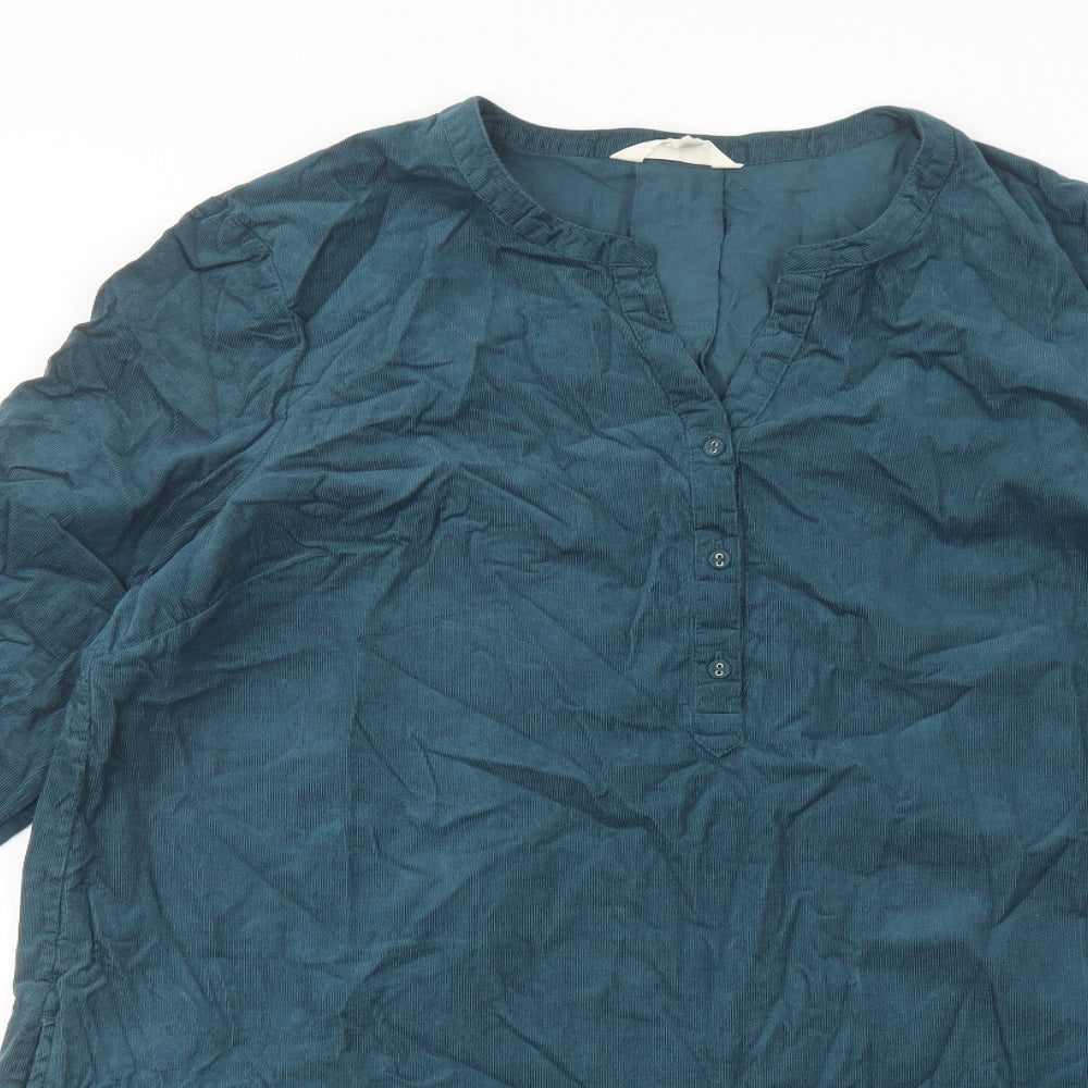 Seasalt Womens Green Cotton Tunic Blouse Size 18 V-Neck