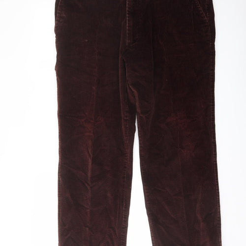 Blue Harbour Mens Brown Cotton Trousers Size 38 in L29 in Regular Button