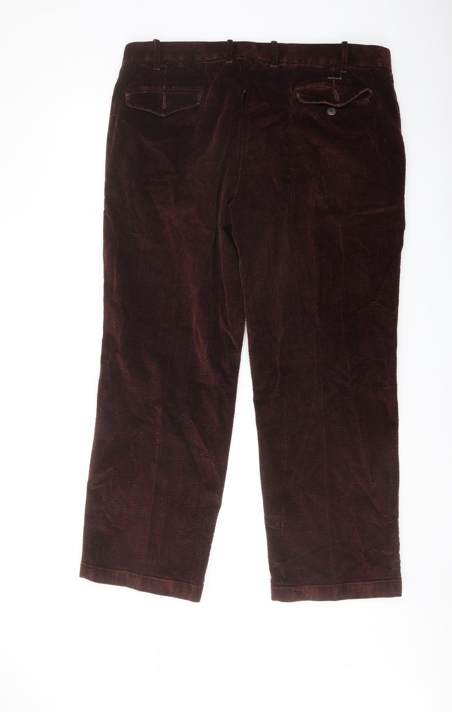 Blue Harbour Mens Brown Cotton Trousers Size 38 in L29 in Regular Button