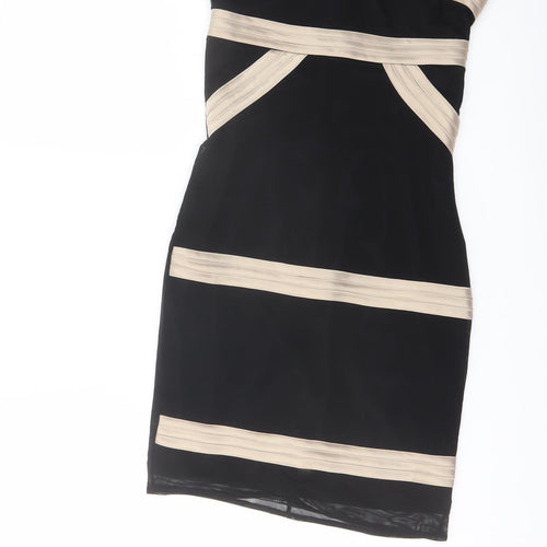 ASOS Womens Black Polyester Mini Size 6 Off the Shoulder Zip