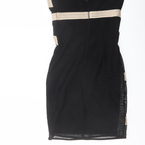 ASOS Womens Black Polyester Mini Size 6 Off the Shoulder Zip