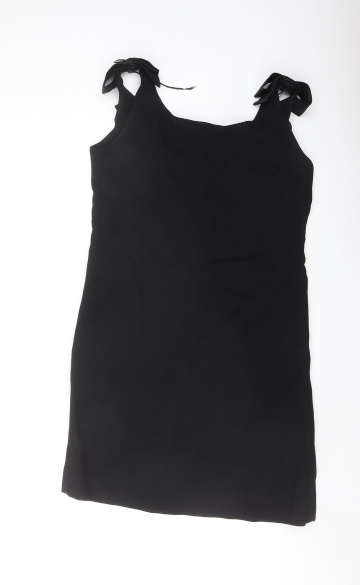 Blanes Womens Black Polyester Pencil Dress Size 16 Round Neck Zip