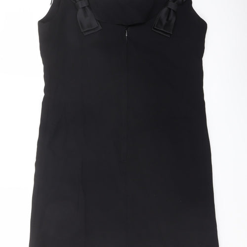 Blanes Womens Black Polyester Pencil Dress Size 16 Round Neck Zip