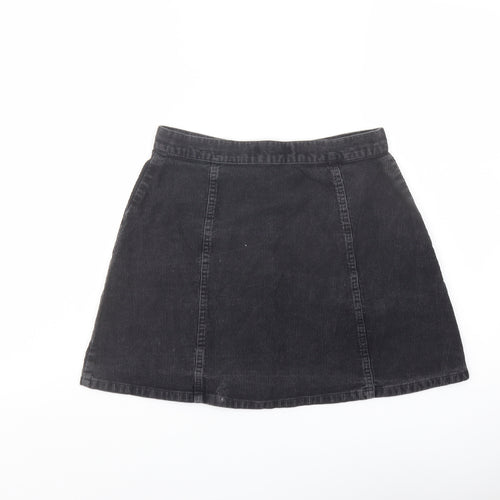 Cooperative Womens Grey Cotton A-Line Skirt Size S Button