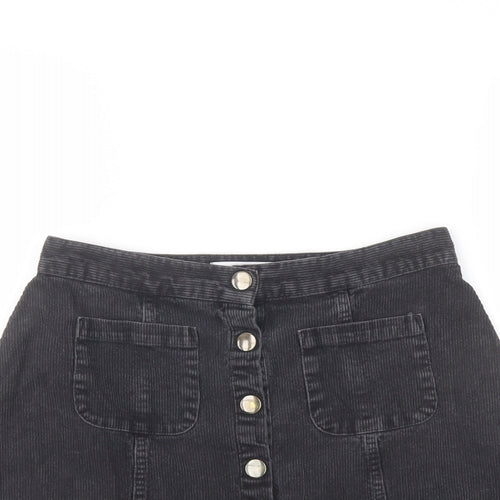 Cooperative Womens Grey Cotton A-Line Skirt Size S Button