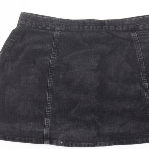 Cooperative Womens Grey Cotton A-Line Skirt Size S Button