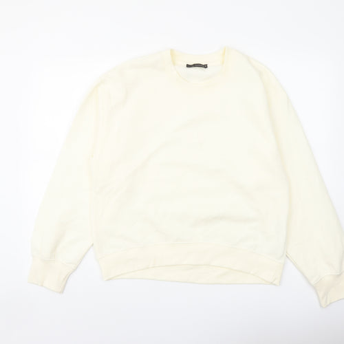 Zara Womens Ivory Polyester Pullover Sweatshirt Size L Pullover