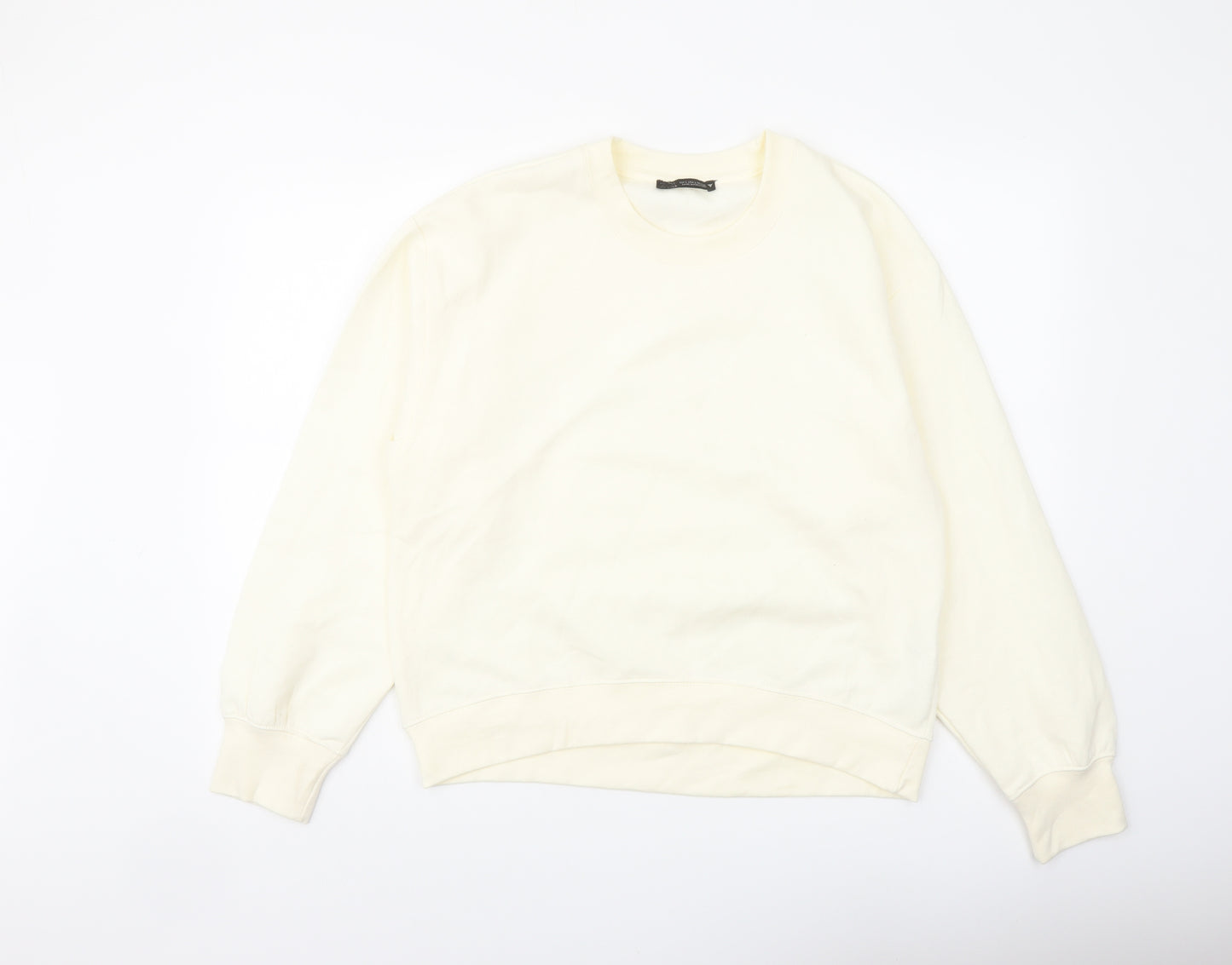 Zara Womens Ivory Polyester Pullover Sweatshirt Size L Pullover