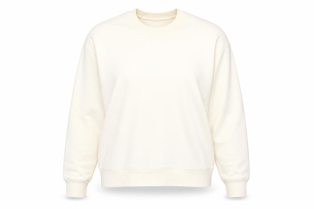 Front view of Zara women’s ivory polyester pullover sweatshirt, size L, pullover