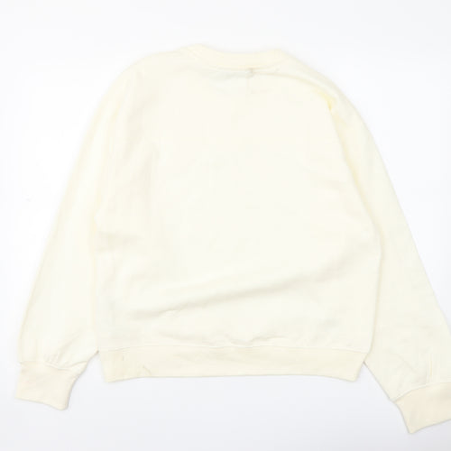 Zara Womens Ivory Polyester Pullover Sweatshirt Size L Pullover