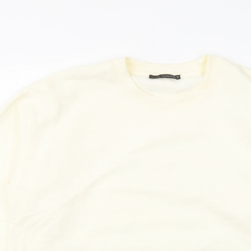 Zara Womens Ivory Polyester Pullover Sweatshirt Size L Pullover