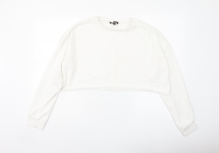 Missguided Womens White Polyester Pullover Sweatshirt Size 14 Pullover