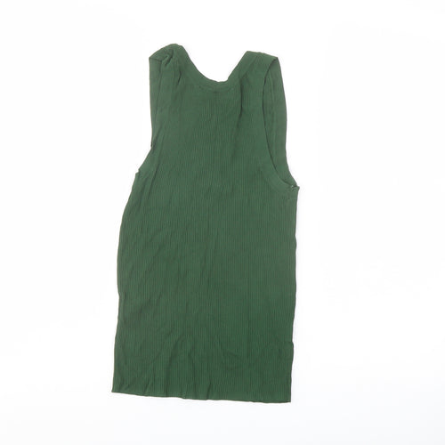 Zara Womens Green Viscose Basic Tank Size XS Scoop Neck