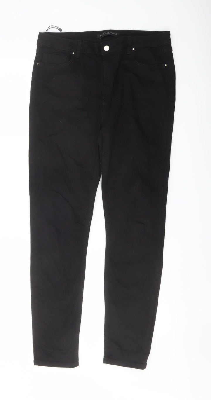 Rochelle Hukmes Womens Black Cotton Skinny Jeans Size 12 L28 in Regular Button