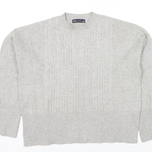 Marks and Spencer Womens Grey Round Neck Viscose Pullover Jumper Size M
