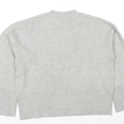 Marks and Spencer Womens Grey Round Neck Viscose Pullover Jumper Size M