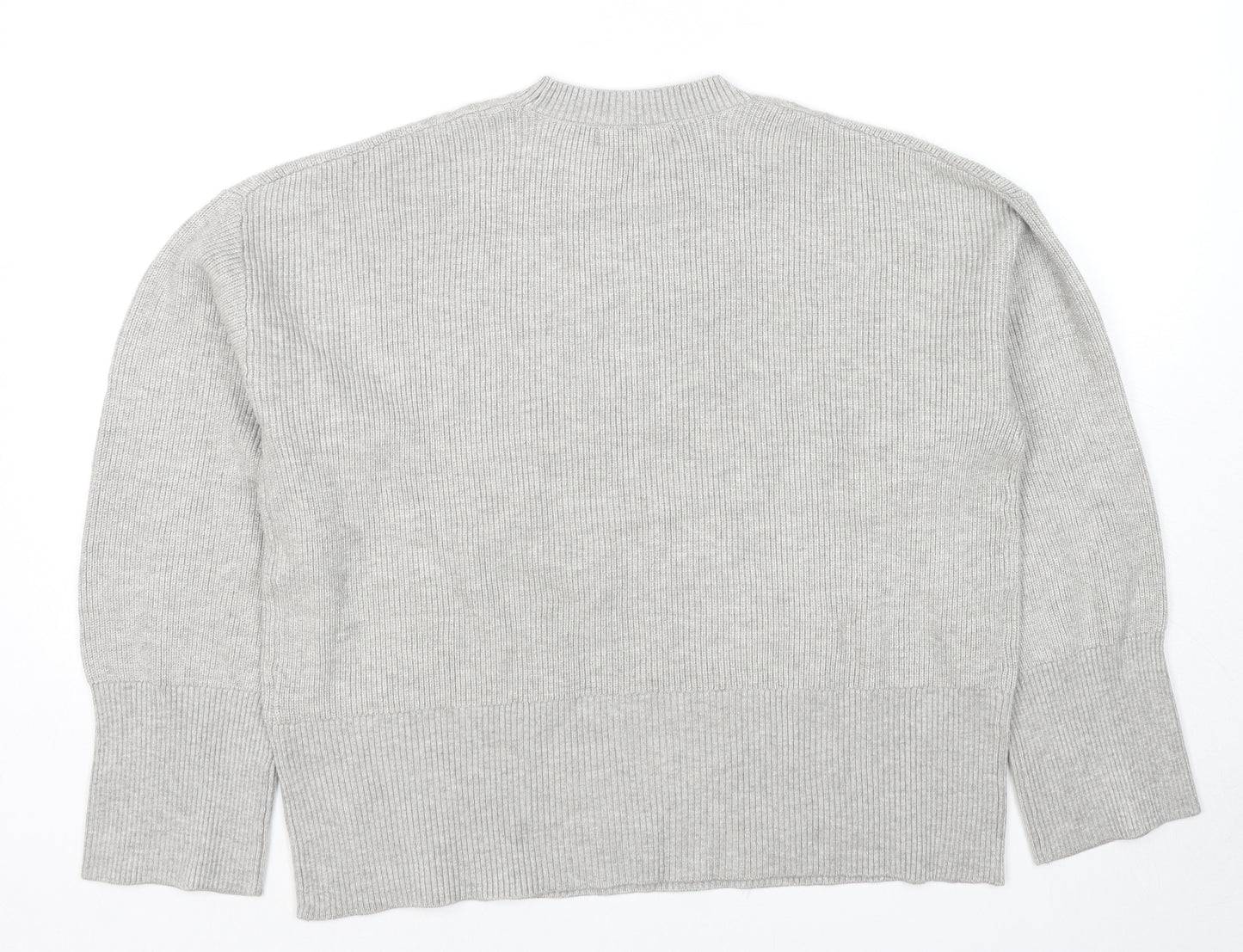 Marks and Spencer Womens Grey Round Neck Viscose Pullover Jumper Size M