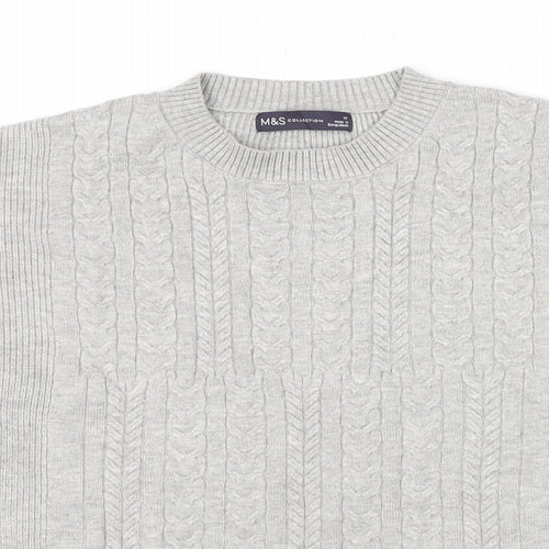 Marks and Spencer Womens Grey Round Neck Viscose Pullover Jumper Size M
