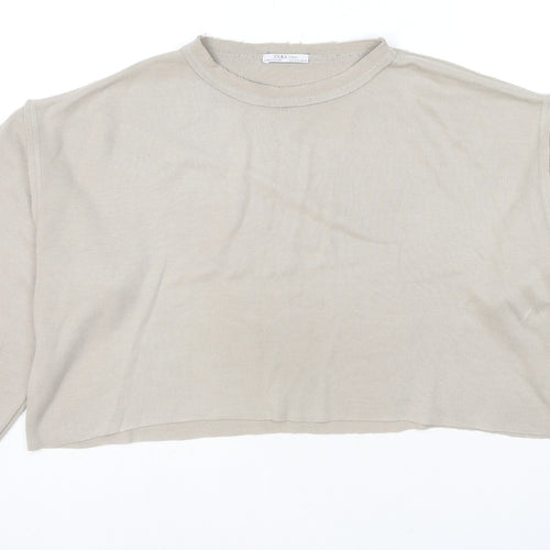 Zara Womens Beige Polyester Pullover Sweatshirt Size M Pullover