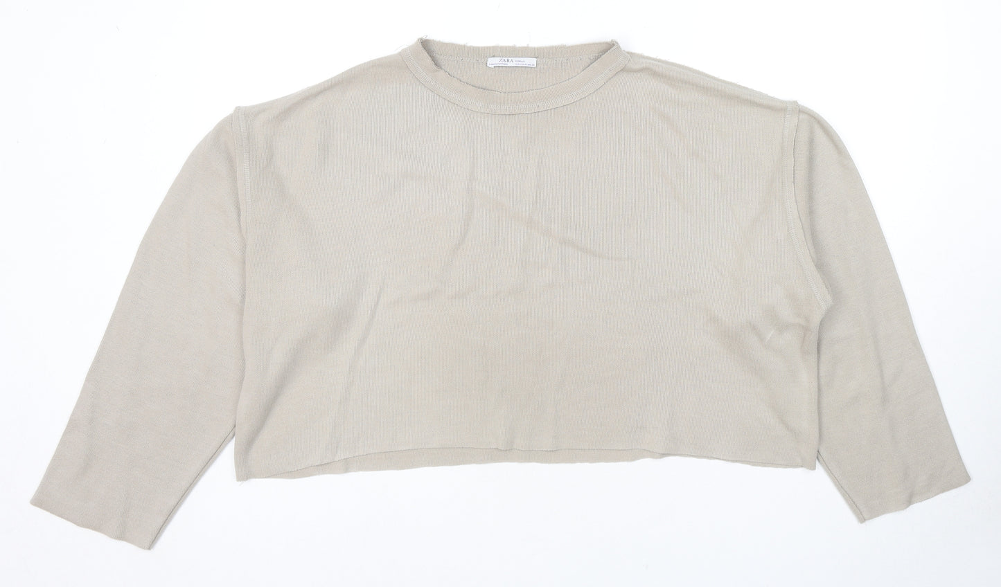 Zara Womens Beige Polyester Pullover Sweatshirt Size M Pullover