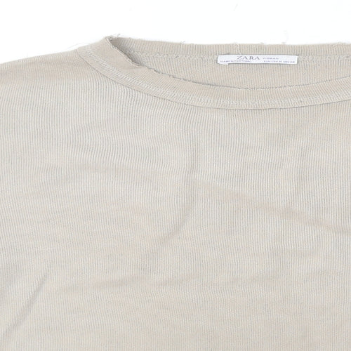 Zara Womens Beige Polyester Pullover Sweatshirt Size M Pullover